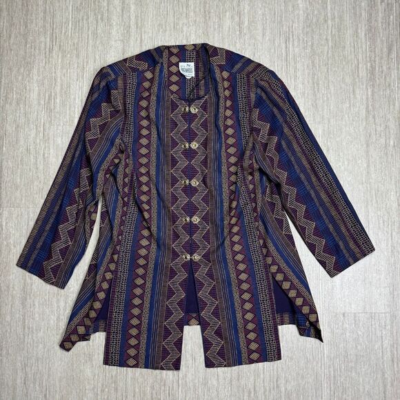 Vintage R&M Richards By Karen Kwong Clasp Closure Tunic Sz 18 Long Sleeve Top - Picture 2 of 9